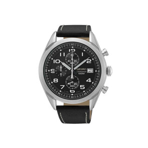 Correa de reloj Seiko SSB271P / 8T67-00D0 Cuero Negro 22mm